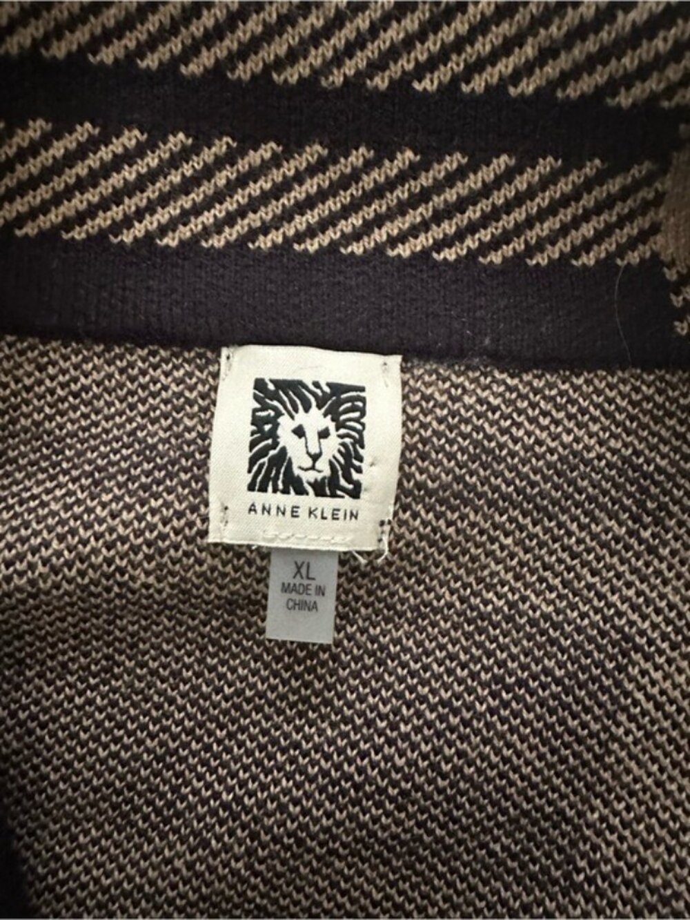Anne Klein XL Plaid Cardigan Coat Navy Tan Gold Button Old Money Preppy Fall - Picture 8 of 13